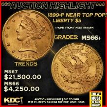 ***Major Highlight*** 1899-p Gold Liberty Half Eagle Near Top Pop! $5 ms66+ SEGS (fc)