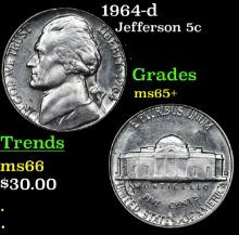 1964-d Jefferson Nickel 5c Grades GEM+ Unc