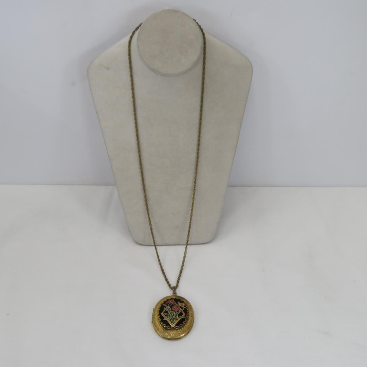 Miriam Haskell Russian Gold Locket Necklace