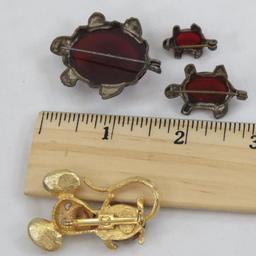 Vintage Jelly Belly Mouse & Turtle Brooches