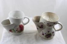 2 Antique Grimwades Scuttle Shaving Mugs Floral
