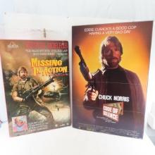 2 Chuck Norris movie posters on wood