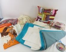Tablecloths, Crazy Quilt Pillow & Other Linens