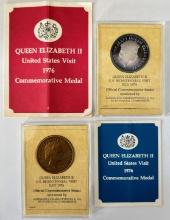 Pair of 1976 Great Britain silver & bronze Queen Elizabeth II U.S. Bicentennial Visit medals