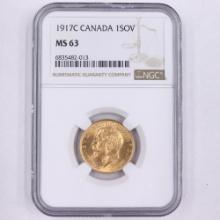 Certified 1917-C Canada gold sovereign