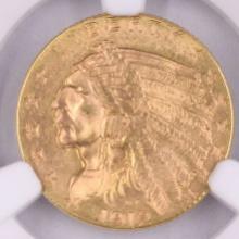 Certified 1912 U.S. $2 1/2 Indian head gold coin