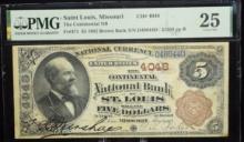1882 $5 Continetal Bank St Louis Brown Back 21359 PMG25