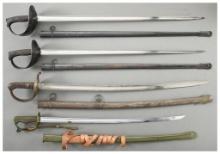 Four Military Pattern Cavalry Swords with Scabbards