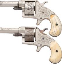 Pair of New York Engraved Colt House Model Spur Trigger Revolver