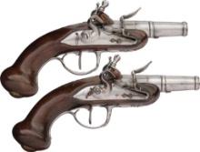 Pair of Wire Inlaid Flintlock Pocket Pistols