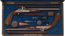 Cased Pair of Percussion Pistols Retailed by Gastinne-Renette
