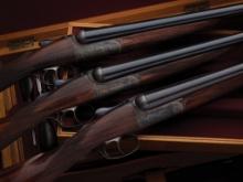 Trio of C. Lee Engraved David McKay Brown Round Body Shotguns