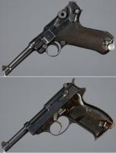 Two World War II German Military Semi-Automatic Pistols