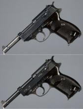 Two World War II German P.38 Pistols with Holsters