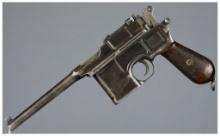 German Mauser C96 Broomhandle Semi-Automatic Pistol with Holster