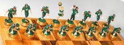Handmade  Cast Football Chess Set In Wooden Box/Board