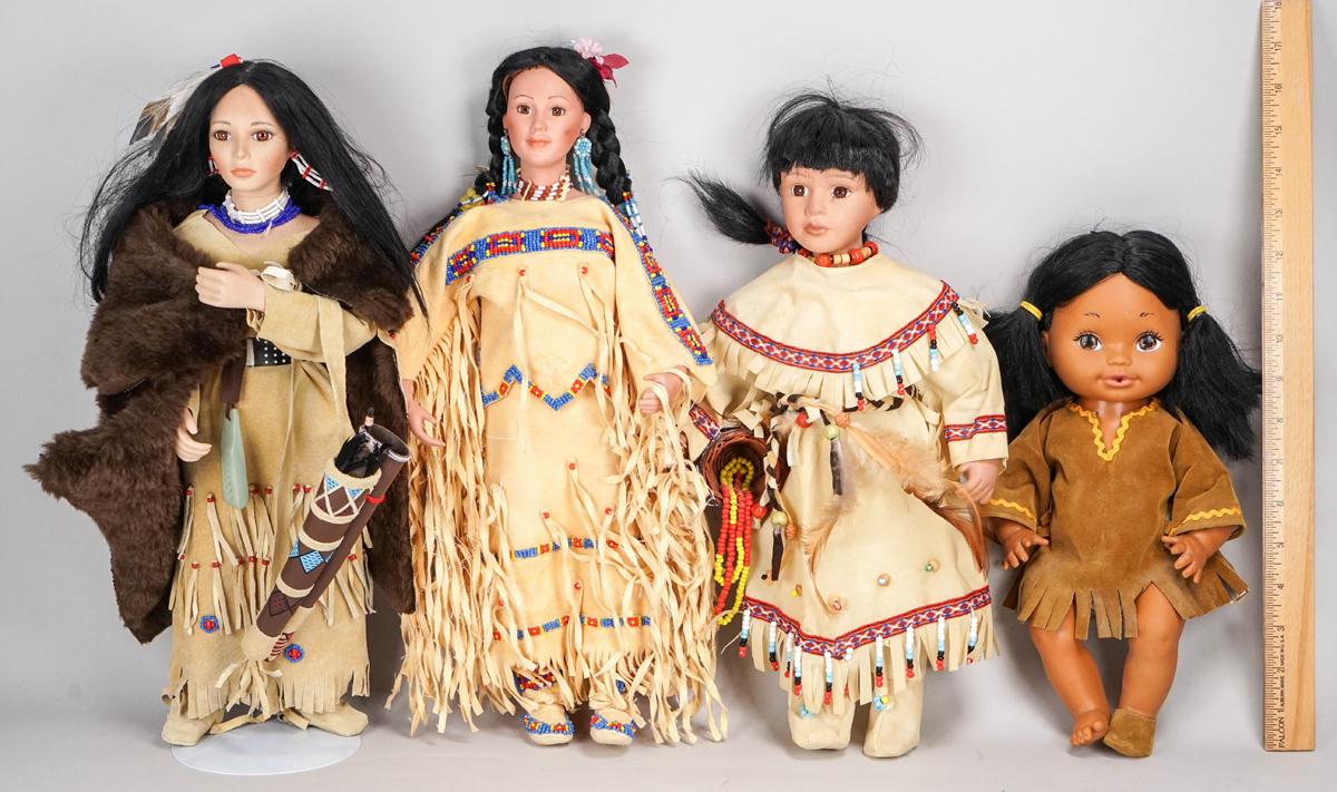 4 Indian Girl Dolls w/ Porcelain Faces