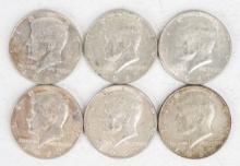 6 - 1967 Kennedy 40% Silver Half Dollars
