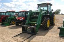 JD 6100D 4WD C/A W/ LDR AND HAY FORKS 1359HRS. WE DO NOT GAURANTEE HOURS