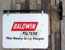 Vintage NOS Baldwin Filters Dbl. Sided Metal Service Station Sign with Hanger