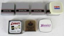 Lot (7) Vintage advertising Tape Measures- Exxon, Hoosier Tires, American Oil, Lunati