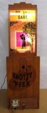 Excellent Antique "Knotty Peek, Do you Dare" Coin-Op Penny Arcade Peeping Machine
