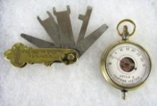 (2) Antique Mechanics Brass Tools- Chevrolet & Beckley-Ralston Ampere Meter