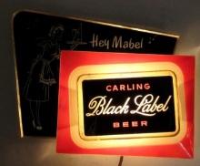 Vintage 1960's Carling Black Label "Hey Mabel" Lighted Bar Back sign