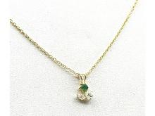 10KT Yellow Gold Natural Emerald (0.12ct) And CZ (0.20ct) Pendant