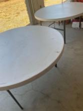 5' Lifetime foldable round tables. 2 tables