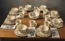 A complete 8 place Setting of Ranch Brand China by West Creations in pristine unused condition. This