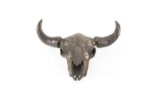 Bronze Sculpture of Buffalo Skull by artist Vernell Wagner, measures 5 3/4" horn spread x 5" T, date