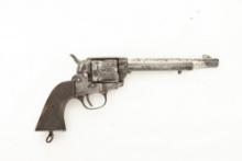 Antique Mexican copy of a Colt Single Action, .38 caliber, SN 4612, nickel finish, 5 3/4" barrel, ha