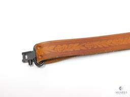 Engraved Leather Rifle Sling with Swivels