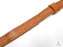 Engraved Leather Rifle Sling with Swivels