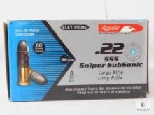 500 Rounds Aguila Eley Prime .22 Sniper SubSonic Long Rifle 60 Grain