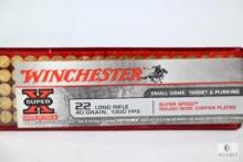100 Rounds Winchester Super X 22 Long Rifle 40 Grain Super Speed Round Nose Copper Plated