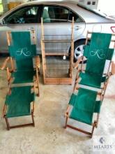 Two Vintage Charleston Beach Chair Company Chairs with Removable Foot Rests