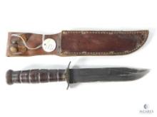USMC WWII Kabar Knife with Leather Sheath