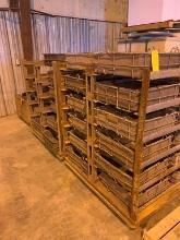Rack of Batch Oven Baskets & Metal Container of Bearings & Misc.