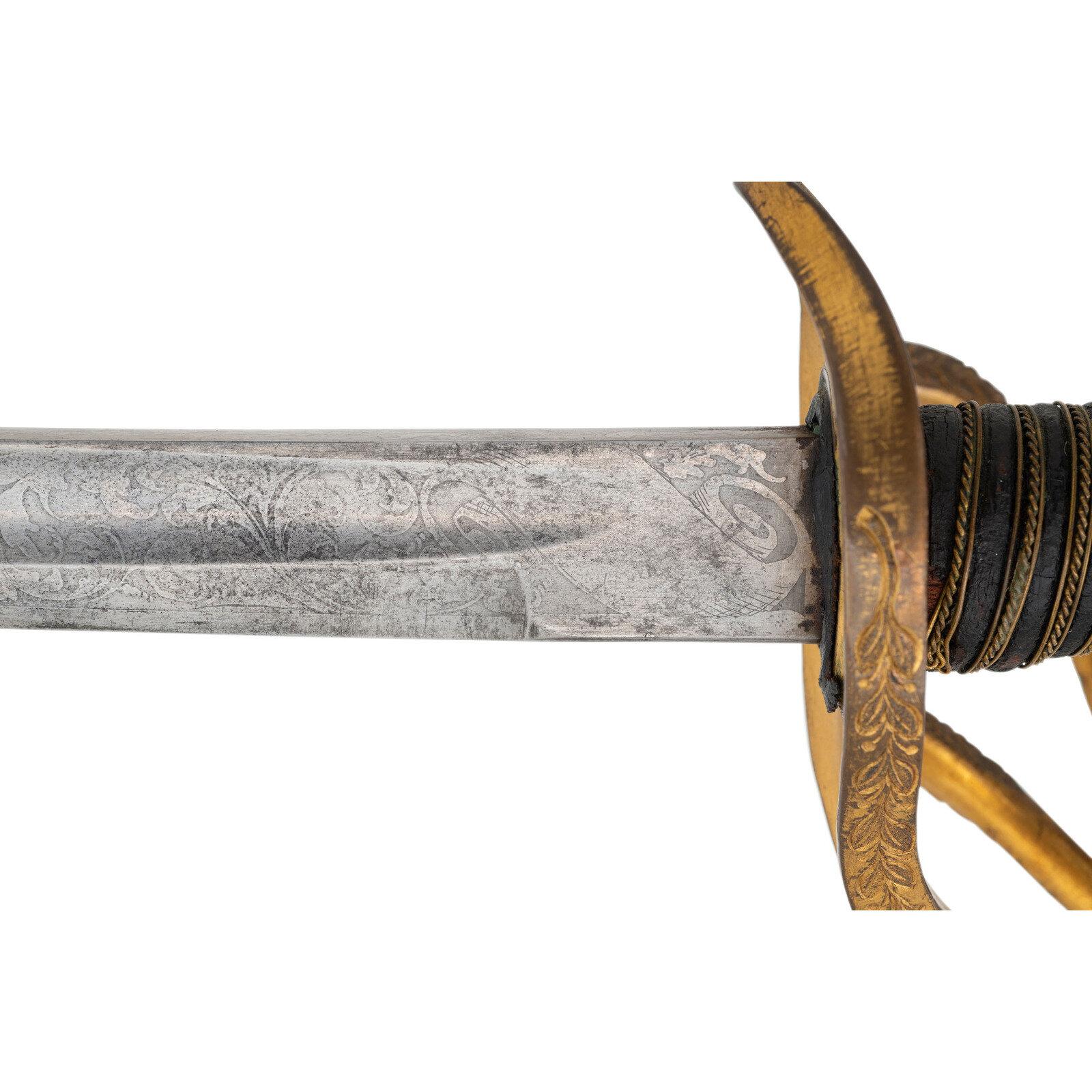 Sauerbier Cavalry Officers' Saber with Etched Blade of Lt Sullivan - KIA at Tomkinsville, KY