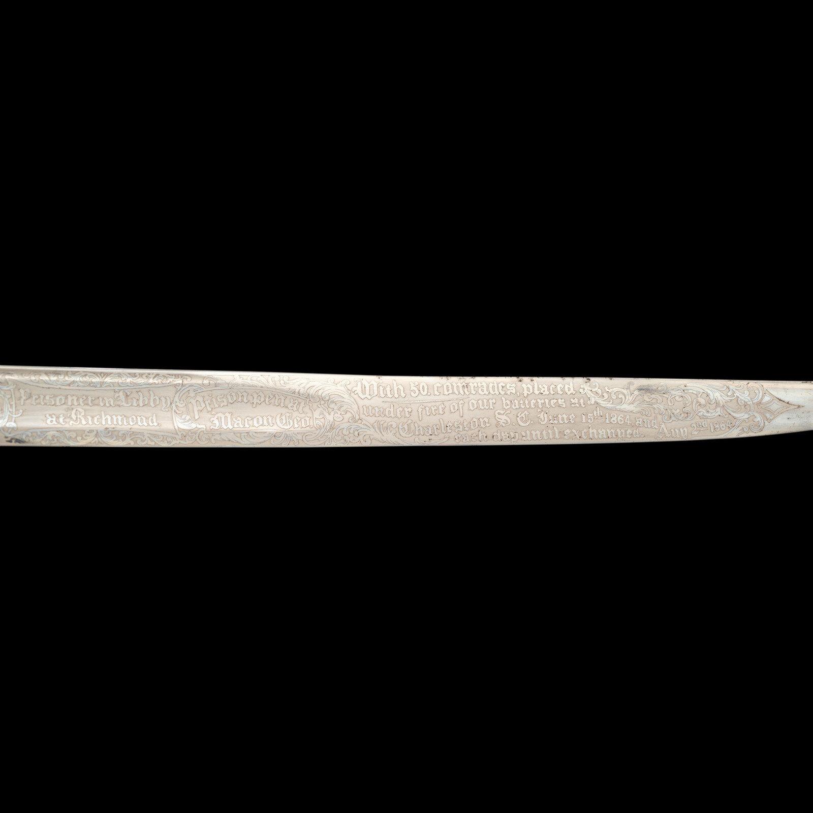 Exceptional Etched Blade Ames US Model 1850 Foot Officer Sword Presented to Col (General) Horace Lee