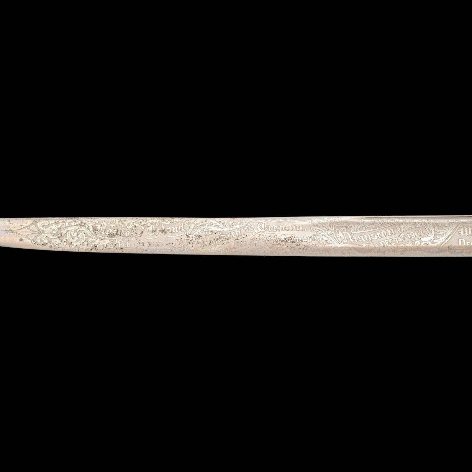 Exceptional Etched Blade Ames US Model 1850 Foot Officer Sword Presented to Col (General) Horace Lee