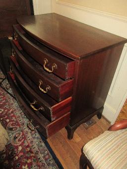 The Georgetown Galleries Mahogany 4 Drawer Bowfront Bachelor's Chest on Bracket Feet