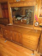 Broyhill Premier Brasilia Collection Mid Century Modern Walnut Triple Lowboy Dresser w/