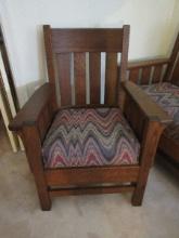Beautiful Tiger Quarter Sawn Oak Mission Arts & Crafts Style Arm Chair Traditional Design