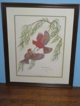Titled "Cardinals w/ Willow" Offset Lithograph Artwork Artist Signed Anne Worsham Richardson
