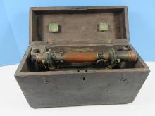 The L. Beckmann Co. Toledo, Ohio Brass Surveyors Level In Dovetail Box w/ Tag #1699