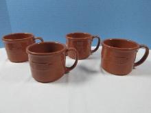 4 pc. Longaberger Pottery Spice Woven Traditions Pattern Embossed Basket Weave 3 5/8"