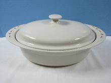 Longaberger Pottery Red Woven Traditions Pattern 14 1/8" Oval 3 Quart Covered Casserole